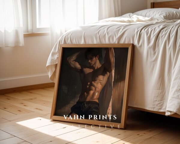 Romantic Male Figure Wall Art Handsome Muscular Man Ethereal Lover Printable Download