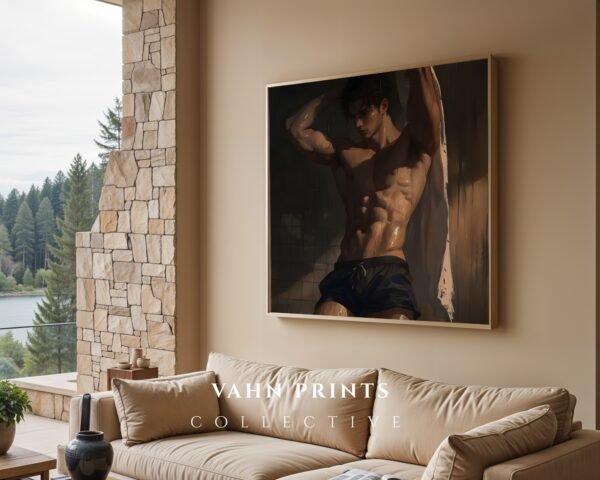 Romantic Male Figure Wall Art Handsome Muscular Man Ethereal Lover Printable Download