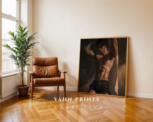Romantic Male Figure Wall Art Handsome Muscular Man Ethereal Lover Printable Download