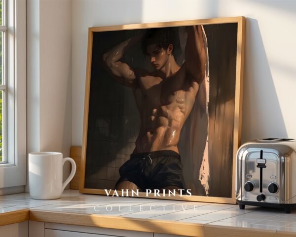Romantic Male Figure Wall Art Handsome Muscular Man Ethereal Lover Printable Download