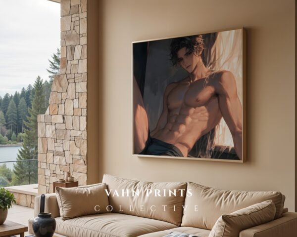 Soulmate Husband Wall Art Muscular Handsome Man Anime Inspired Romantic Printable Art