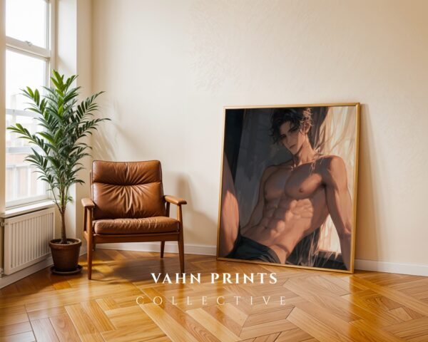 Soulmate Husband Wall Art Muscular Handsome Man Anime Inspired Romantic Printable Art