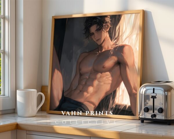 Soulmate Husband Wall Art Muscular Handsome Man Anime Inspired Romantic Printable Art