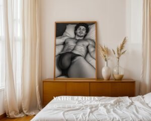 Masculine Nude Figure Sketch Wall Art Modern Line Art Gay Printable Poster