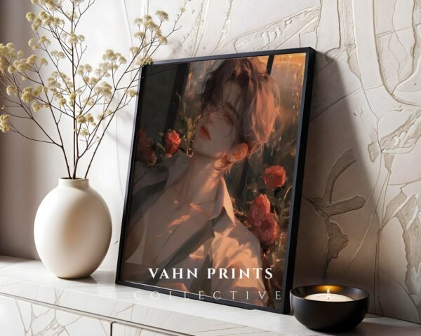 Anime Style Male Figure Wall Art Muscular Handsome Man Romantic Printable Download