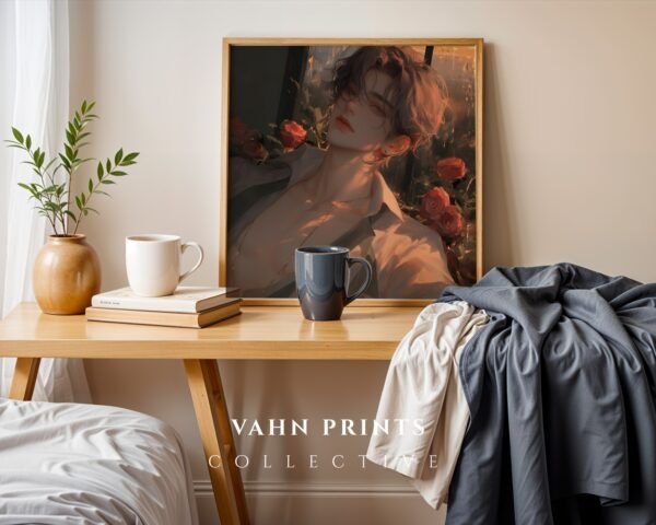 Anime Style Male Figure Wall Art Muscular Handsome Man Romantic Printable Download