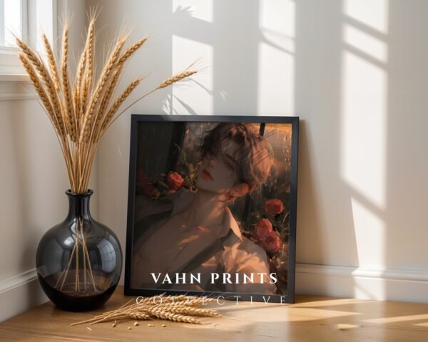 Anime Style Male Figure Wall Art Muscular Handsome Man Romantic Printable Download