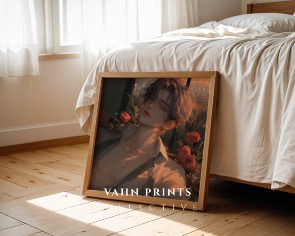 Anime Style Male Figure Wall Art Muscular Handsome Man Romantic Printable Download