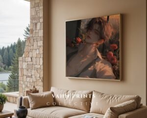 Anime Style Male Figure Wall Art Muscular Handsome Man Romantic Printable Download