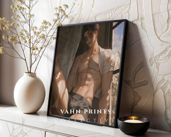 V111c_m10 Handsome Muscular Man Wall Art Soulmate Lover Ethereal Romantic Digital Print