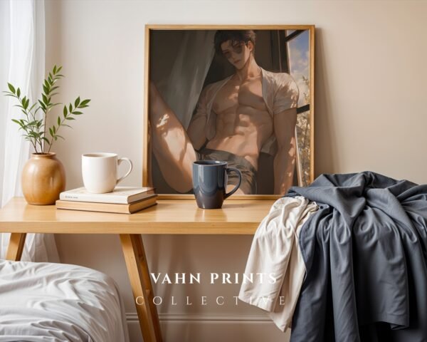 V111c_m3 Handsome Muscular Man Wall Art Soulmate Lover Ethereal Romantic Digital Print