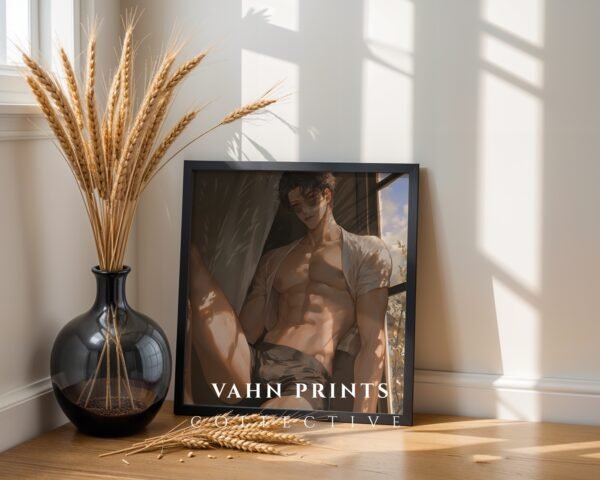V111c_m4 Handsome Muscular Man Wall Art Soulmate Lover Ethereal Romantic Digital Print