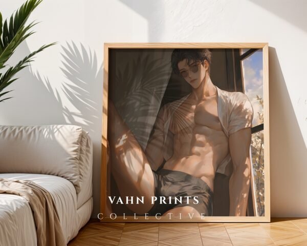 V111c_m6 Handsome Muscular Man Wall Art Soulmate Lover Ethereal Romantic Digital Print