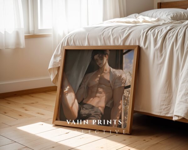V111c_m7 Handsome Muscular Man Wall Art Soulmate Lover Ethereal Romantic Digital Print