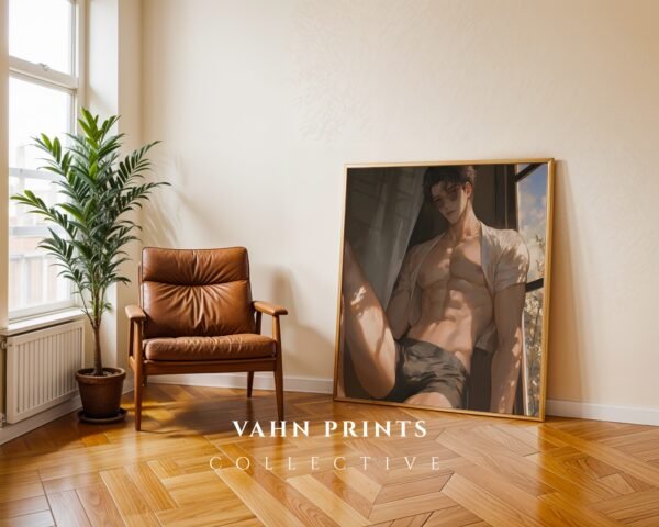 V111c_m8 Handsome Muscular Man Wall Art Soulmate Lover Ethereal Romantic Digital Print