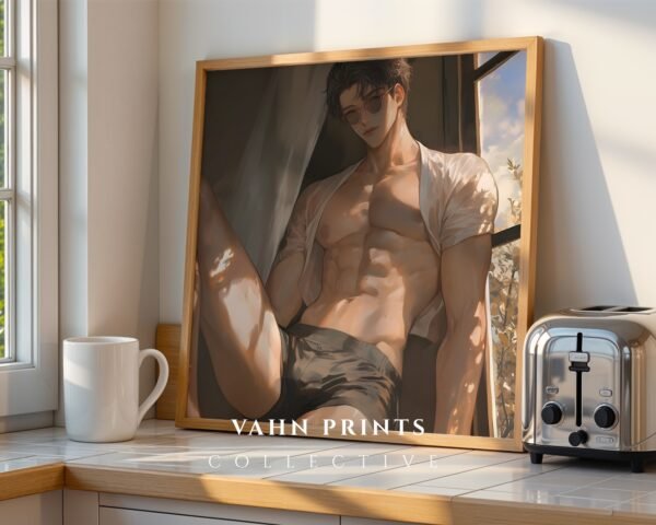 V111c_m9 Handsome Muscular Man Wall Art Soulmate Lover Ethereal Romantic Digital Print