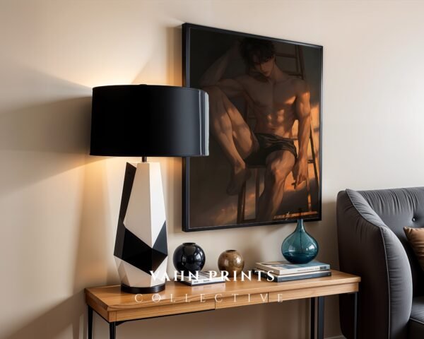 Romantic Anime Boyfriend Wall Art Muscular Male Figure Printable Wall Decor