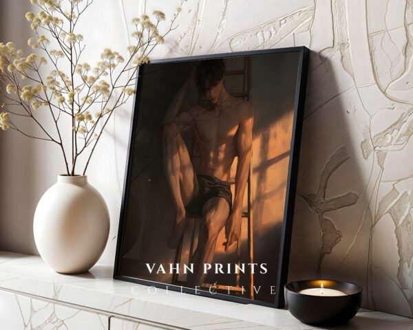 Romantic Anime Boyfriend Wall Art Muscular Male Figure Printable Wall Decor