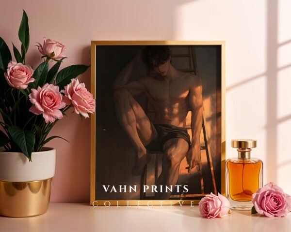 Romantic Anime Boyfriend Wall Art Muscular Male Figure Printable Wall Decor