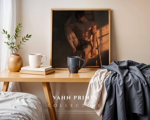 Romantic Anime Boyfriend Wall Art Muscular Male Figure Printable Wall Decor