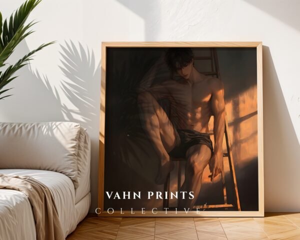 Romantic Anime Boyfriend Wall Art Muscular Male Figure Printable Wall Decor