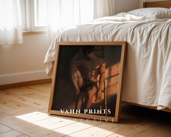 Romantic Anime Boyfriend Wall Art Muscular Male Figure Printable Wall Decor