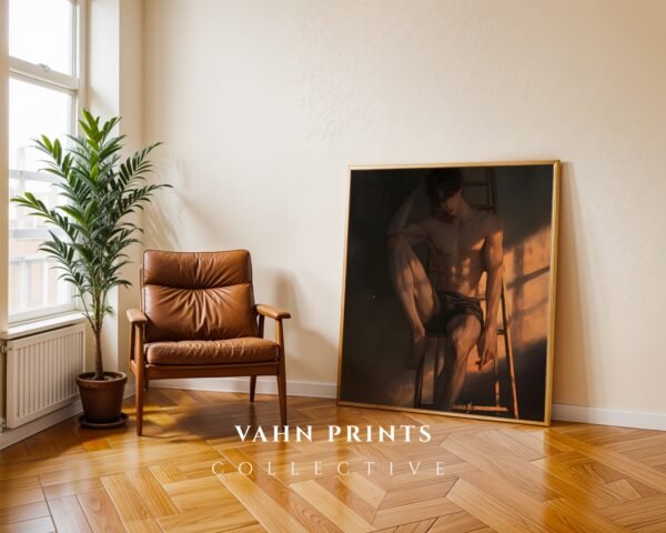 Romantic Anime Boyfriend Wall Art Muscular Male Figure Printable Wall Decor