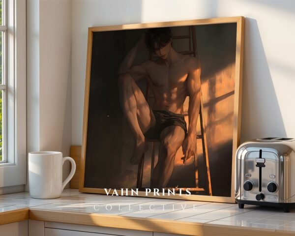 Romantic Anime Boyfriend Wall Art Muscular Male Figure Printable Wall Decor