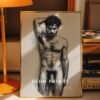 Minimalist Male Nude Wall Art Muscular Body Line Sketch Digital Art Print