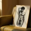 Minimalist Male Nude Wall Art Muscular Body Line Sketch Digital Art Print