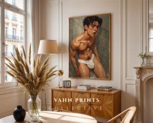 Handsome Naked Man Wall Art Contemporary Male Figure Line Drawing Download