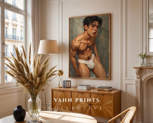 Handsome Naked Man Wall Art Contemporary Male Figure Line Drawing Download