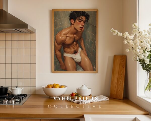 Handsome Naked Man Wall Art Contemporary Male Figure Line Drawing Download