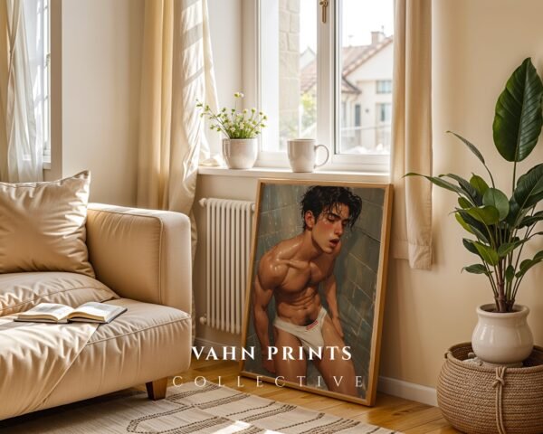 Handsome Naked Man Wall Art Contemporary Male Figure Line Drawing Download