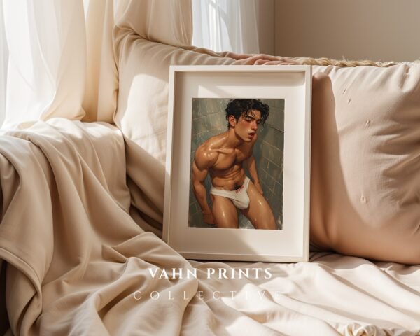 Handsome Naked Man Wall Art Contemporary Male Figure Line Drawing Download