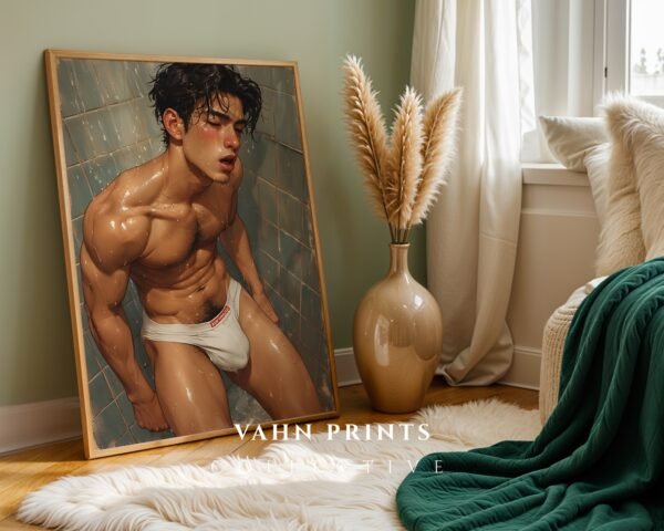 Handsome Naked Man Wall Art Contemporary Male Figure Line Drawing Download