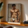 Male Body Figure Line Art Print Nude Muscular Man Minimalist Wall Decor