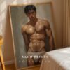 Male Body Figure Line Art Print Nude Muscular Man Minimalist Wall Decor