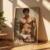 Male Body Figure Line Art Print Nude Muscular Man Minimalist Wall Decor