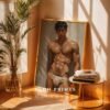 Male Body Figure Line Art Print Nude Muscular Man Minimalist Wall Decor
