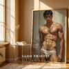 Male Body Figure Line Art Print Nude Muscular Man Minimalist Wall Decor