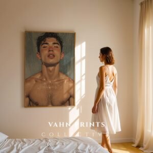 Modern Male Nude Sketch Wall Art Printable Masculine Figure Illustration