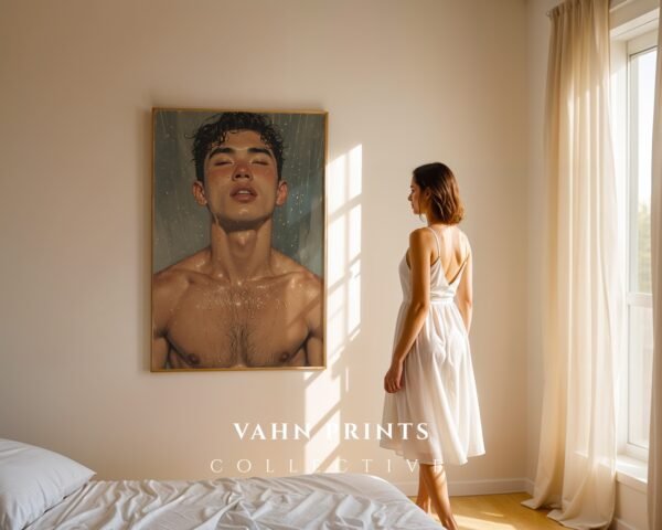 Modern Male Nude Sketch Wall Art Printable Masculine Figure Illustration