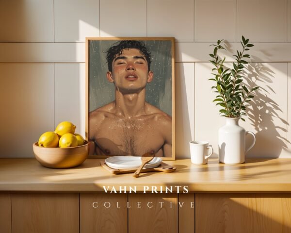 Modern Male Nude Sketch Wall Art Printable Masculine Figure Illustration