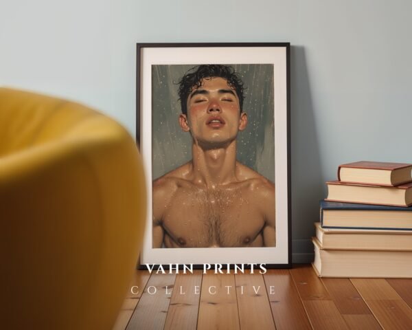 Modern Male Nude Sketch Wall Art Printable Masculine Figure Illustration