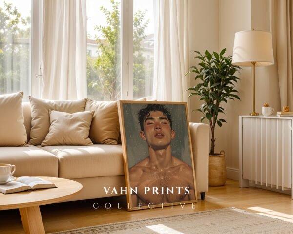 Modern Male Nude Sketch Wall Art Printable Masculine Figure Illustration