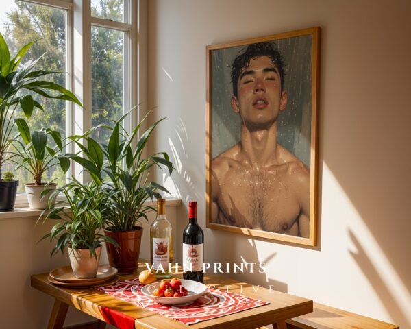 Modern Male Nude Sketch Wall Art Printable Masculine Figure Illustration