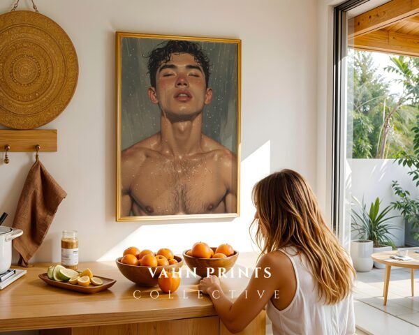 Modern Male Nude Sketch Wall Art Printable Masculine Figure Illustration