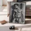 V118c_m10 Minimalist Male Figure Wall Art Nude Body Line Drawing Printable