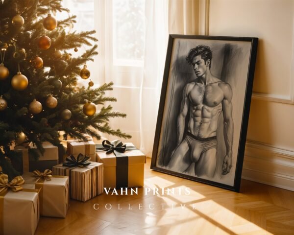 V118c_m6 Minimalist Male Figure Wall Art Nude Body Line Drawing Printable